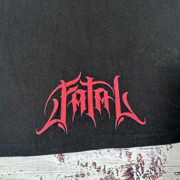 Vintage Y2K Fatal Black Graphic Skull Tank Top with Pink Accents Rockstar - Picture 5 of 8